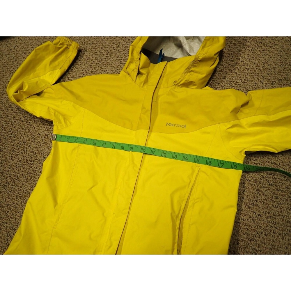 Marmot Rain Jacket Girls Large Yellow Good Hooded Full Zip Waterproof Shell - Picture 8 of 10